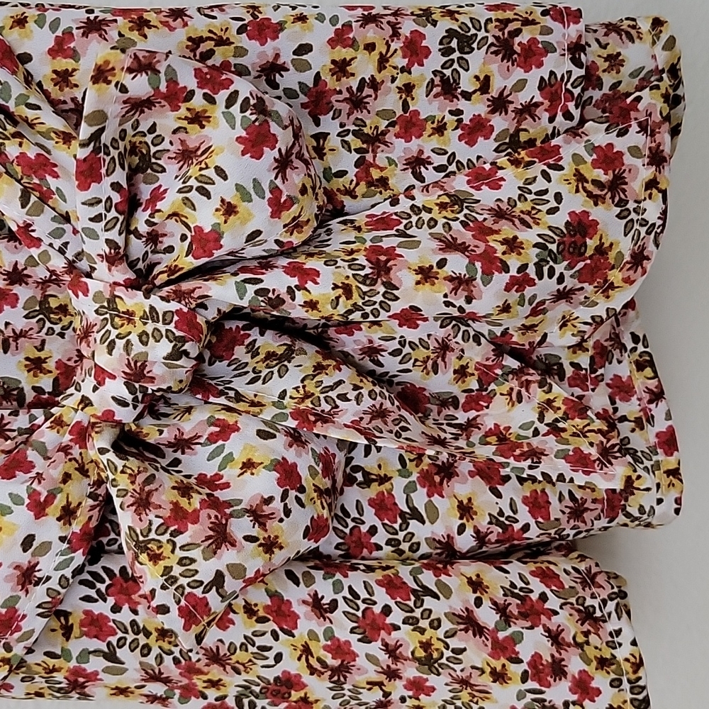 New Max Studio Boho Floral Print Ruffled Trim Short Sleeve Top M - Picture 12 of 12
